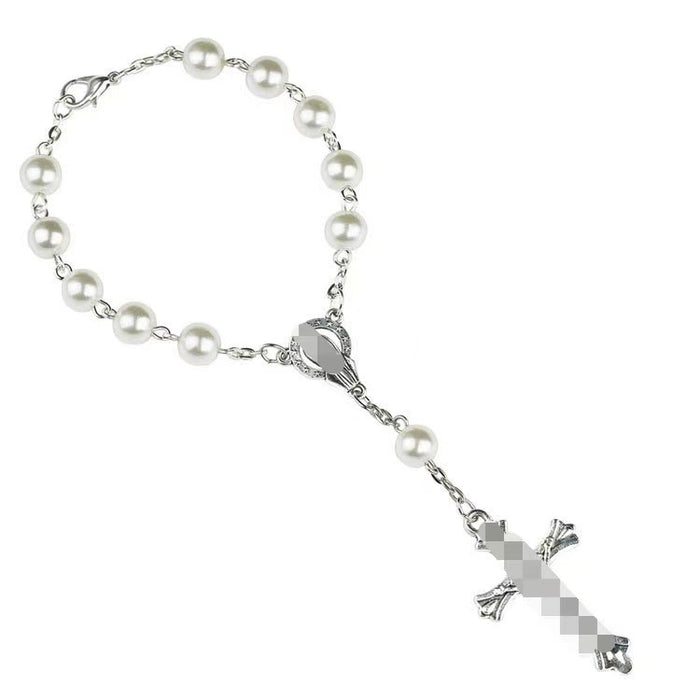Wholesale Glass Pearl Cross Bracelet Mini Handstring Jewelry