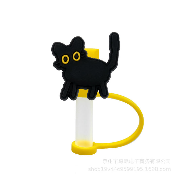 Wholesale Cute cartoon straw cover, silicone straw cap, tube cover decoration, compatible with water cup, straw, dust cap