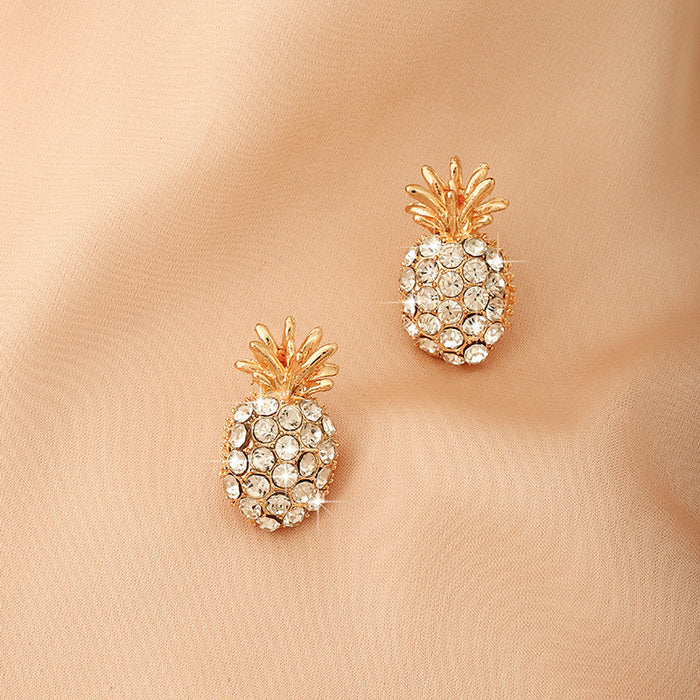 Wholesale Silver Needle pineapple stud earrings fruit earrings