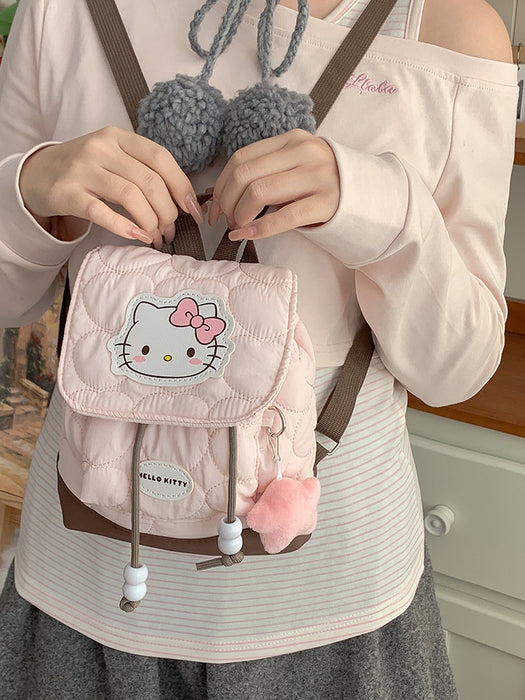 Wholesale Sweet and cute bow-knot cat print flap backpack