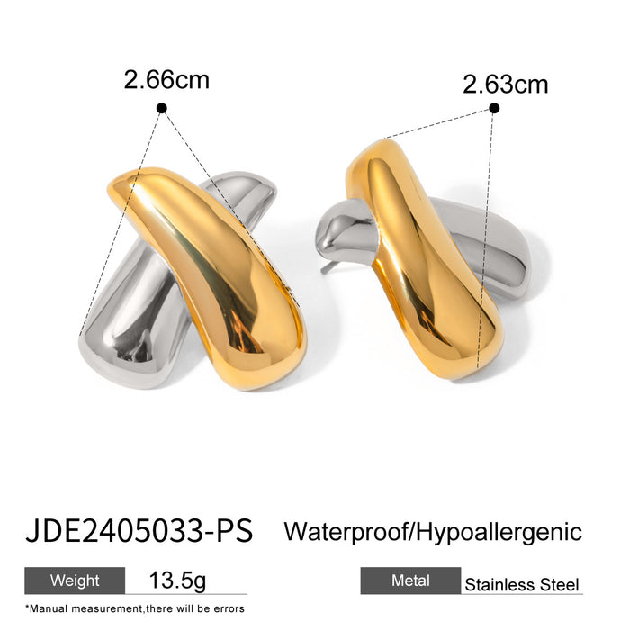 Wholesale 18k Gold Stainless Steel Chubby X-shaped Earrings JDC-ES-JD350