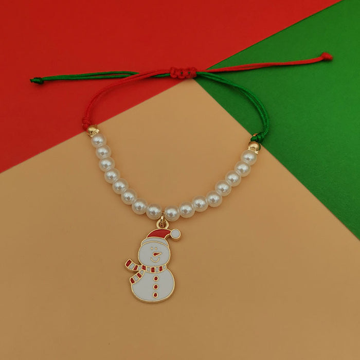 Wholesale Christmas beaded bracelet Christmas bell snowflake Christmas tree woven pearl bracelet