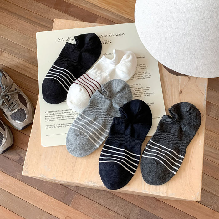 Wholesale Socks, striped short tube boat socks, low cut, sweat absorbing, breathable, invisible sports socks, cotton
