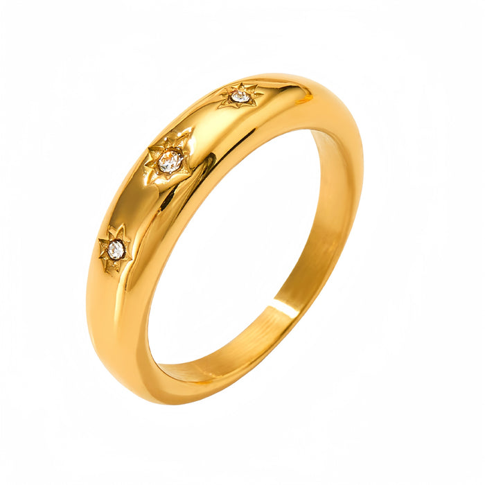 Wholesale Stainless Steel Eight-Pointed Star Micro-Inlay Ring