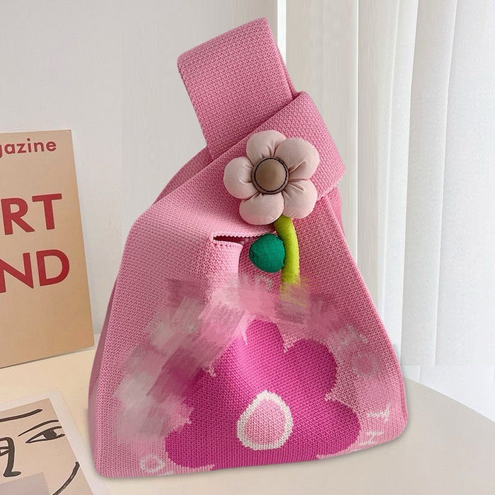 Wholesale New niche designer's flower themed knitted bag, handbag, handbag, and gift bag