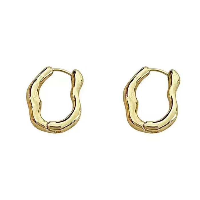 Wholesale Elegant smooth metal ear buckle, geometric elliptical ear ring, retro style earrings