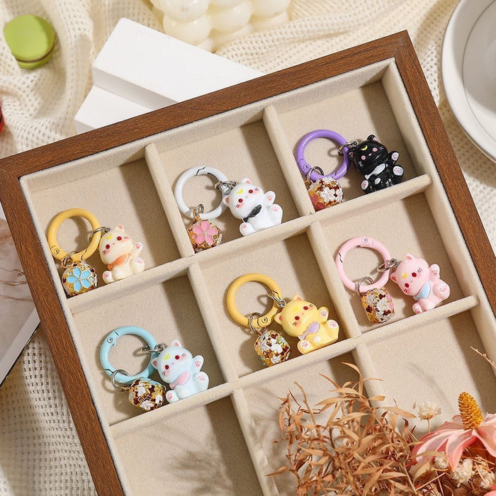 Wholesale Cute Cat Resin Phone Chain Keychain Cartoon Animal Bag Charm Gift For Girls Boutique Resale Accessory