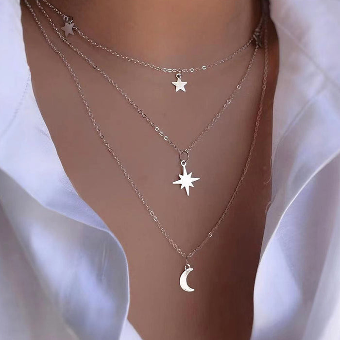 Wholesale Multi-Layer Sun Pendant Necklace Gold Alloy Trendy Fashion Accessory
