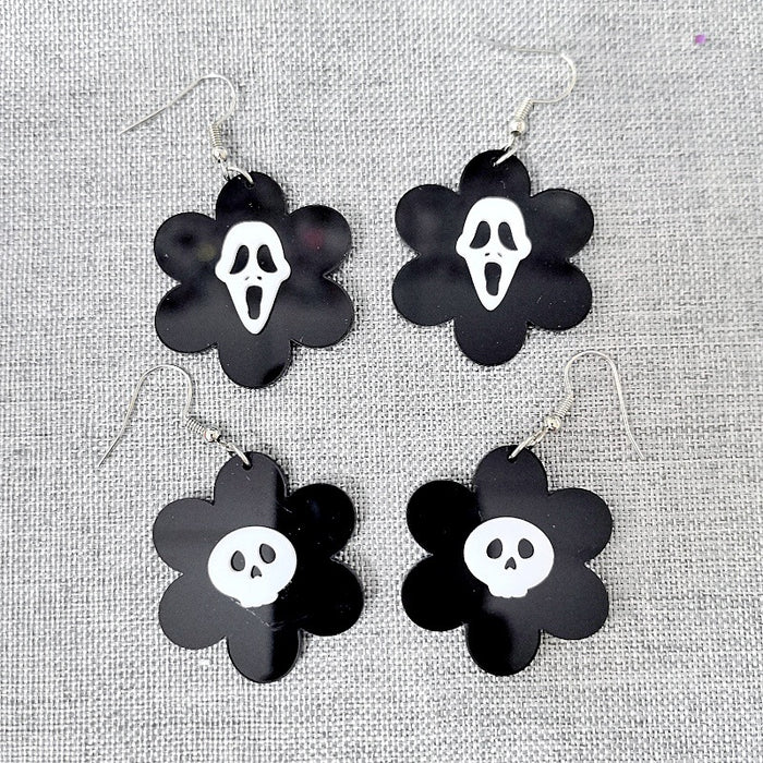 Wholesale Halloween Skull Flower Acrylic Earrings JDC-ES-XuePa006