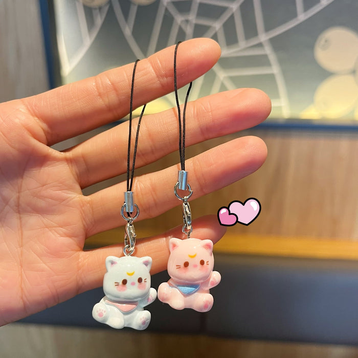 Wholesale New Cartoon Cute Kitten Phone Chain Keychain Student Girl Bag Pendant