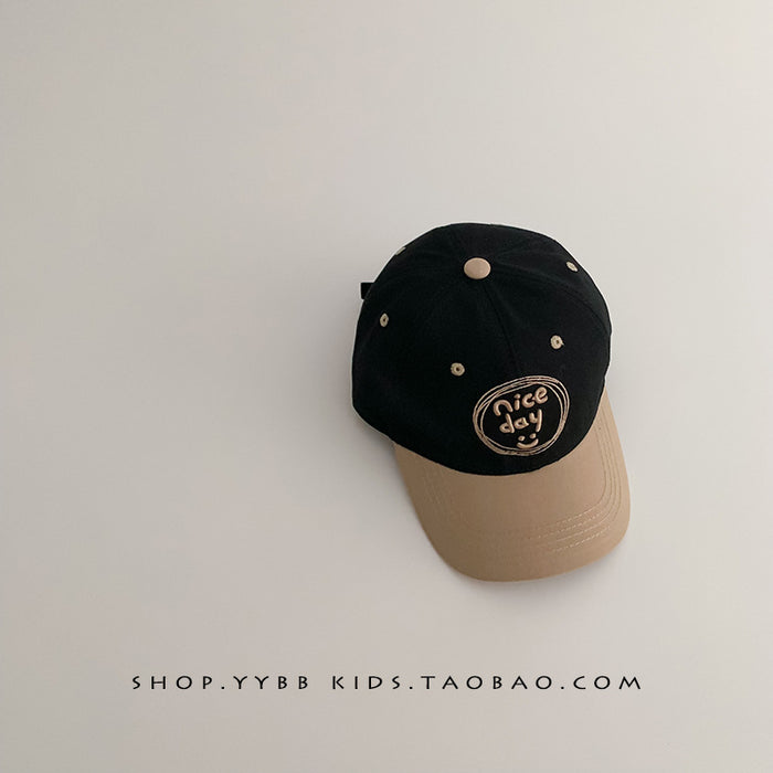 Wholesale Color blocked letter children's duck tongue hat, baby sun shading and sun protection versatile thin baseball cap