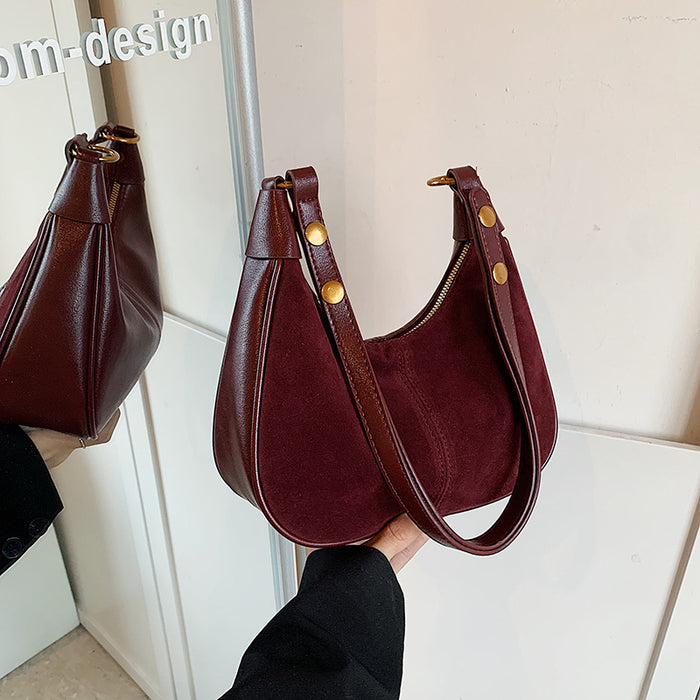 Wholesale Stylish Oil Wax Leather PU Crossbody Bag Urban Simplicity Dumpling Shape Gift