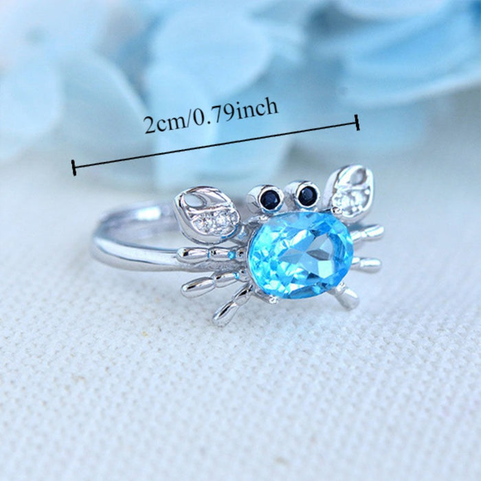 Wholesale Jewelry crab ring with adjustable opening, cute cartoon bracelet, niche design, marine animal ring
