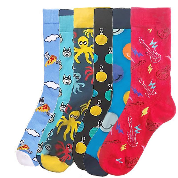 Wholesale Octopus Animal Pizza Food Cartoon Cotton Middle Socks JDC-SK-HuiHe043