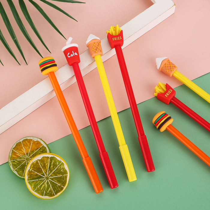 Wholesale Creative French fries Cola hamburger Ice Cream Gel Pen cute stationery student water pen cartoon office signature pen