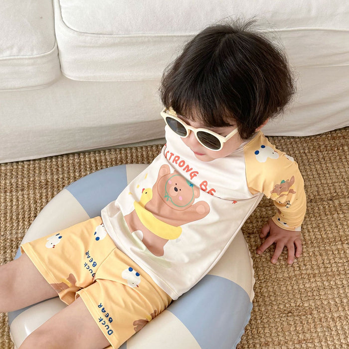 Wholesale New Boys' Split Swimsuit, Children's Long Sleeve Set, Quick Drying Swimsuit, Boys', Middle and Small Children's Baby Swimsuit