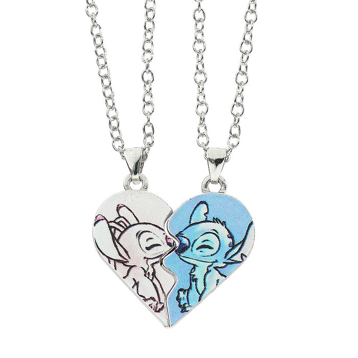 Wholesale Cartoon heart-shaped interlocking pendant couple necklaces