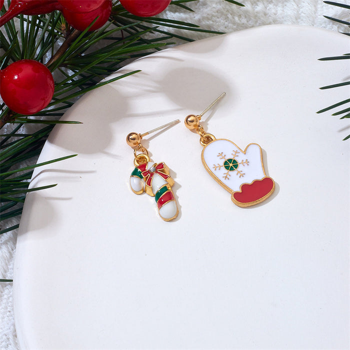 Wholesale Chic Christmas Earrings Deer Bell Santa Short Drop Metal Plated Jewelry Accessory