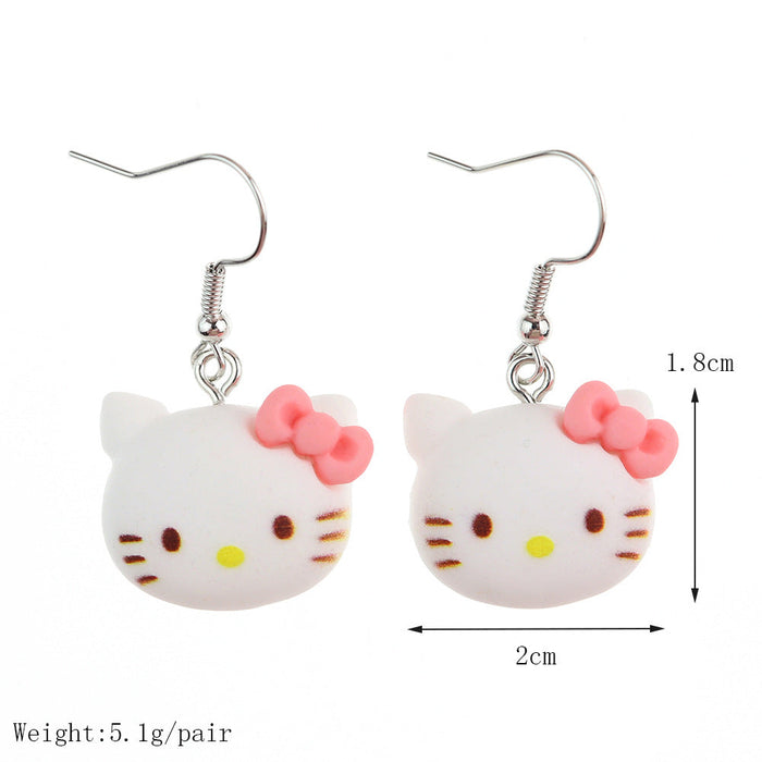Wholesale Resin Earrings Cute Cartoon Bear Kitty Kitten (S) JDC-ES-niqing026