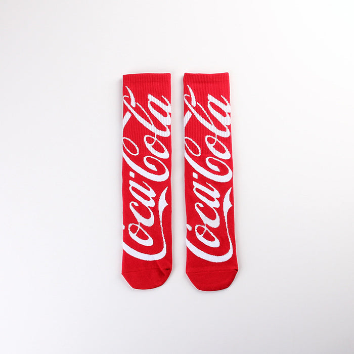 Wholesale Letter casual sports jacquard red youth mid tube socks trendy socks long socks