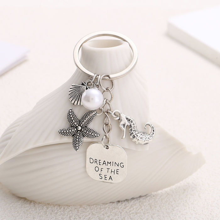 Wholesale Ocean Series Starfish Seahorse Shell Pendant Keychain Niche Creative Pendant School Bag