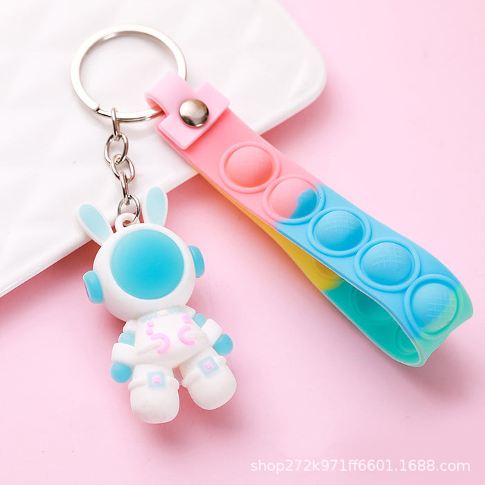 Wholesale  Cartoon Astronaut Keychain Schoolbag Anti-lost Spaceman Space Rabbit Doll Couple Pendant Accessories