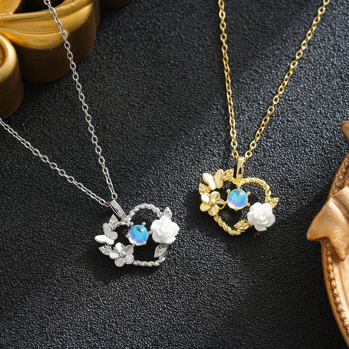Wholesale Luxury Style Heart-Shaped Flower Necklace