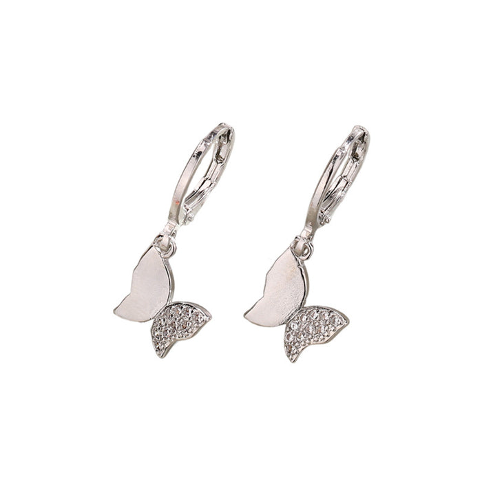 Wholesale Butterfly zircon sparkling diamond earrings with versatile earrings