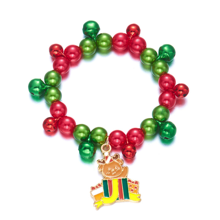 Wholesale Christmas Cartoon Santa Elk Pendant Bead Bracelet Alloy Fashion Accessory