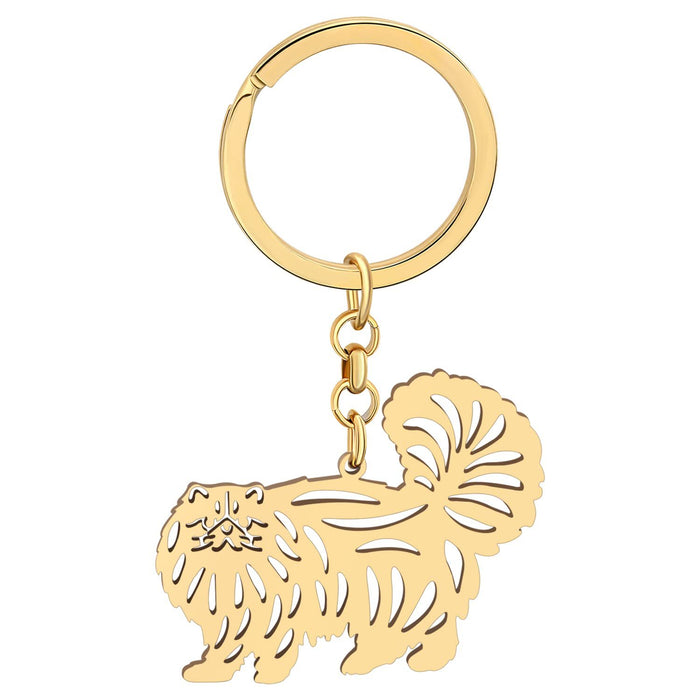 Wholesale Keychain Image Stainless Steel Hollow Cat Pendant Keychain