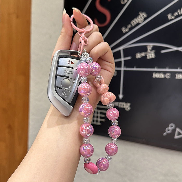 Wholesale Beaded Acrylic Keychain DIY Small Pendant Key Hanging Decoration Car Keychain