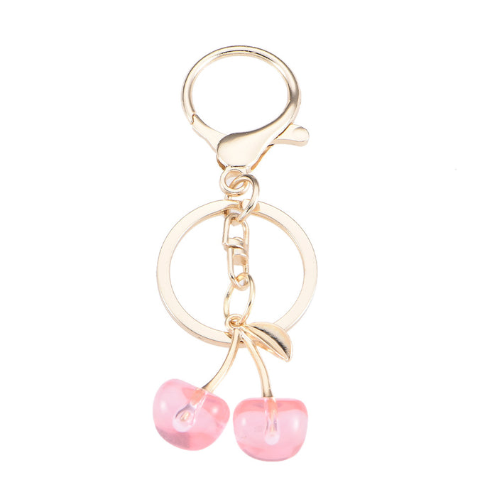 Wholesale cherry key chain simulation fruit key ring girl bag pendant decoration