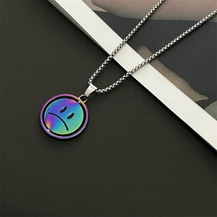 Wholesale Quenched Rotating Double Sided Expression Titanium Steel Necklace Sweater Chain JDC-NE-hanbo004