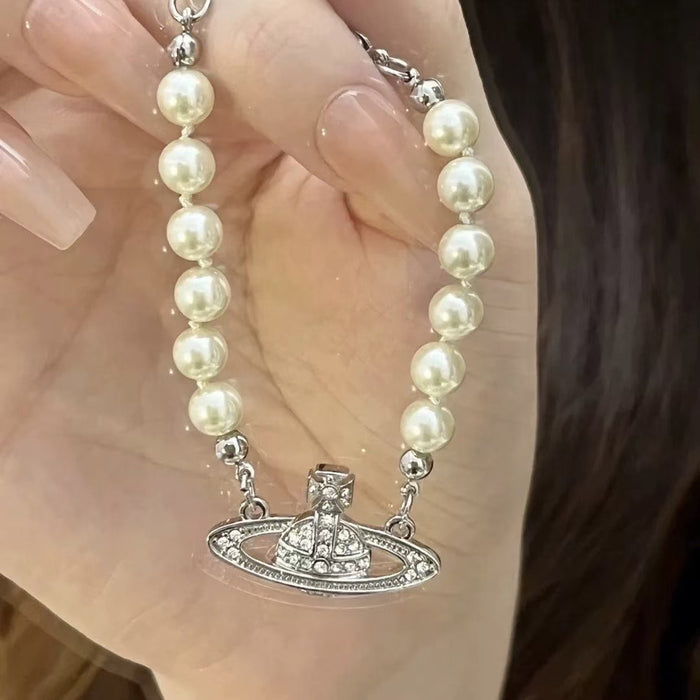 Wholesale Classic Saturn Pearl Bracelet Saturn Diamond Set Pearl Bracelet