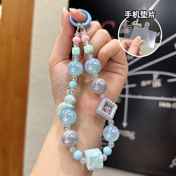 Wholesale Creative acrylic bead keychain bracelet key pendant mobile phone chain bead jewelry DIY