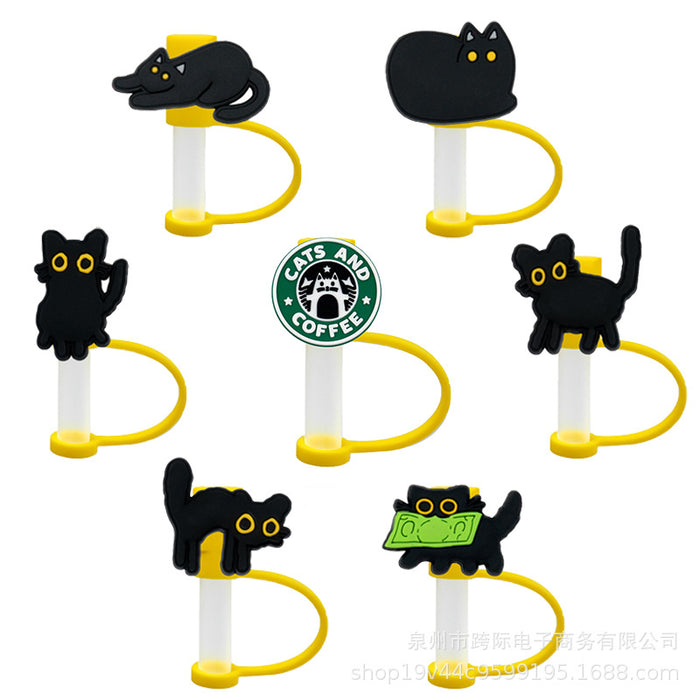 Wholesale Cute cartoon straw cover, silicone straw cap, tube cover decoration, compatible with water cup, straw, dust cap