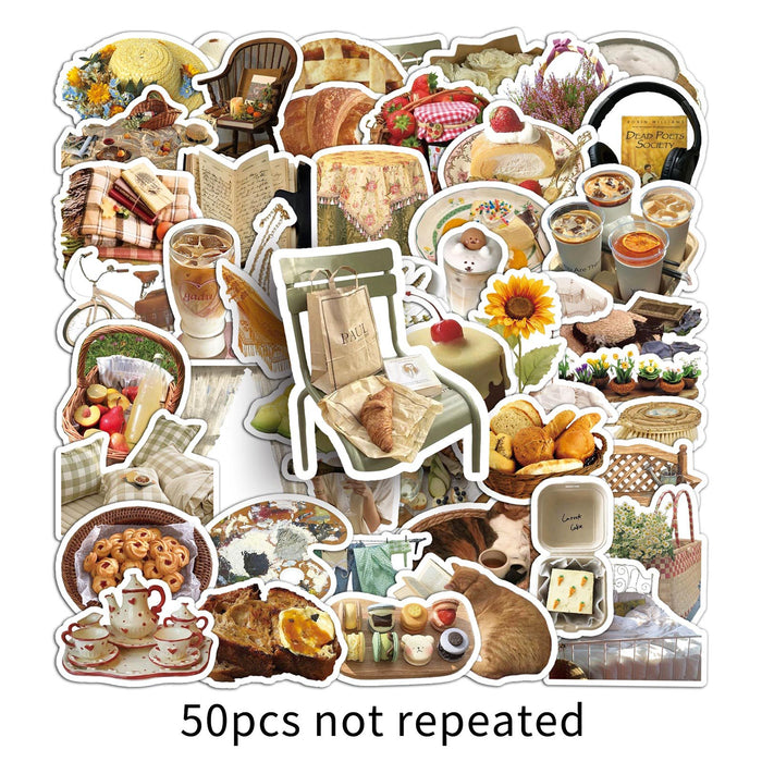 Wholesale 50pcs Cartoon Retro Leisure Afternoon Bread Stickers