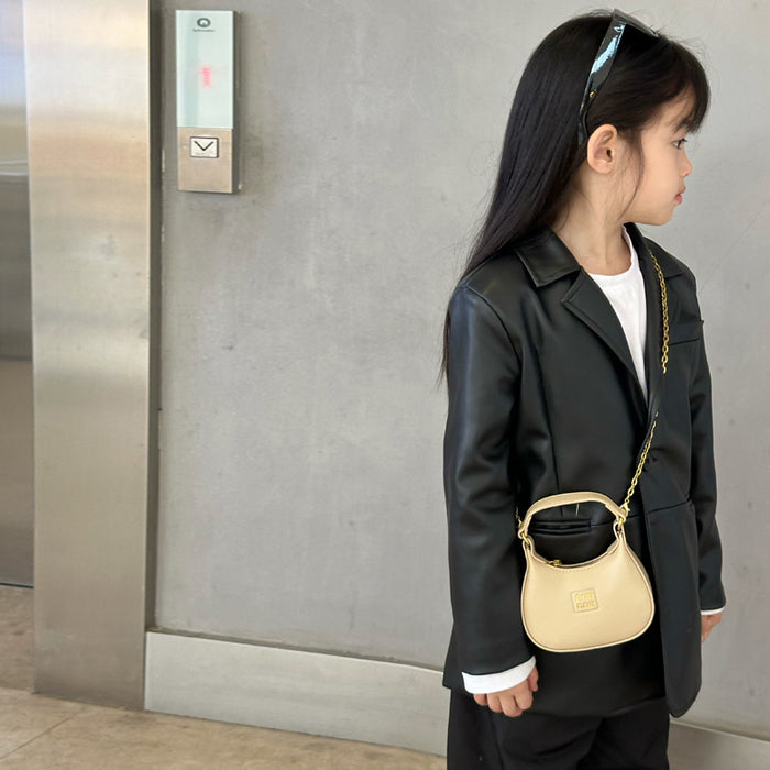 Wholesale Children's bag new minimalist letter baby handbag retro girl mini armpit bag chain bar crossbody bag