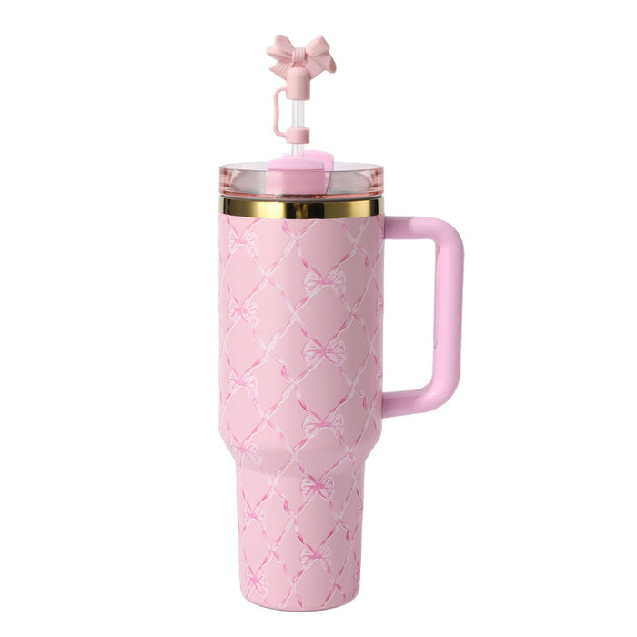 Wholesale Floral 40oz Stainless Steel Vacuum Insulated Tumbler with Handle Trendy Car Cup MOQ≥2