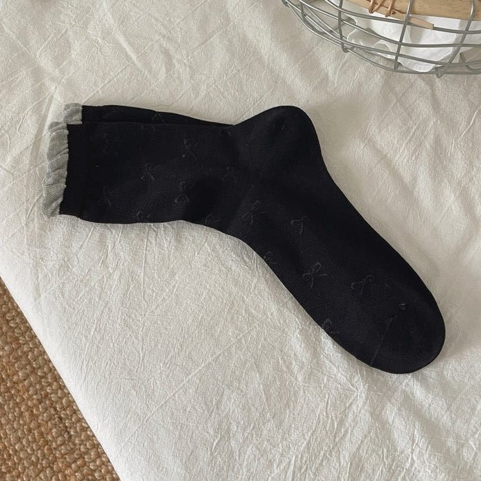 Wholesale Socks, children's thin bow, mid tube socks, versatile lace pile socks, cotton socks