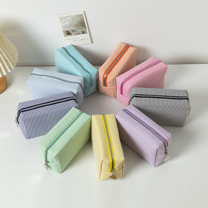 Wholesale Solid Color Clutch Seersucker Large-Capacity Toiletry Cosmetic Bag