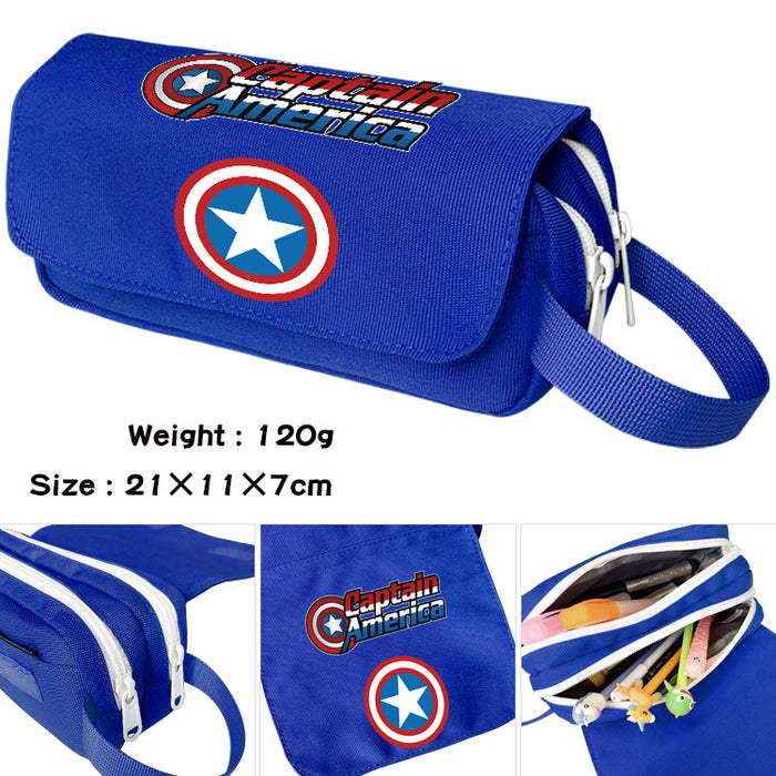 Wholesale Cartoon Canvas Pencil Case Double Layer Large Capacity Waterproof With Handle For Students