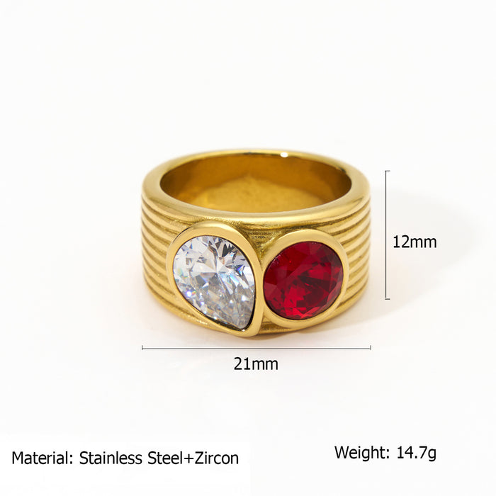 Wholesale Fashion, personality, temperament, stainless steel ring, niche design, zircon light luxury ring, color preserving bracelet