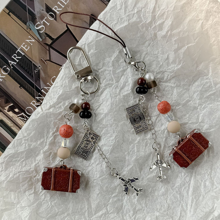 Wholesale mobile phone pendant retro creative backpack pendant hanging chain car key chain