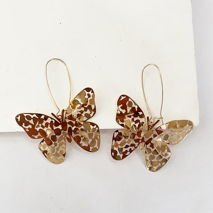 Wholesale Exaggerated butterfly earring jewelry made of brass material, irregularly shaped hollow butterfly earring jewelry