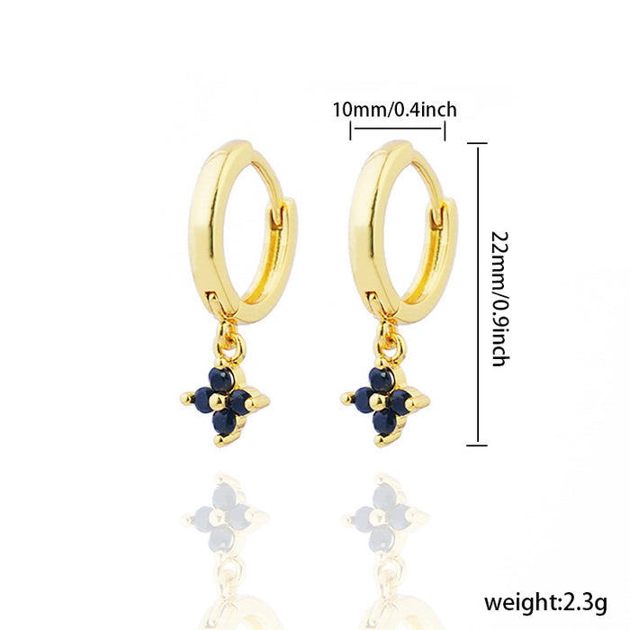 Wholesale Diamond inlaid clover earrings with geometric flowers, fashionable and versatile earrings wholesale