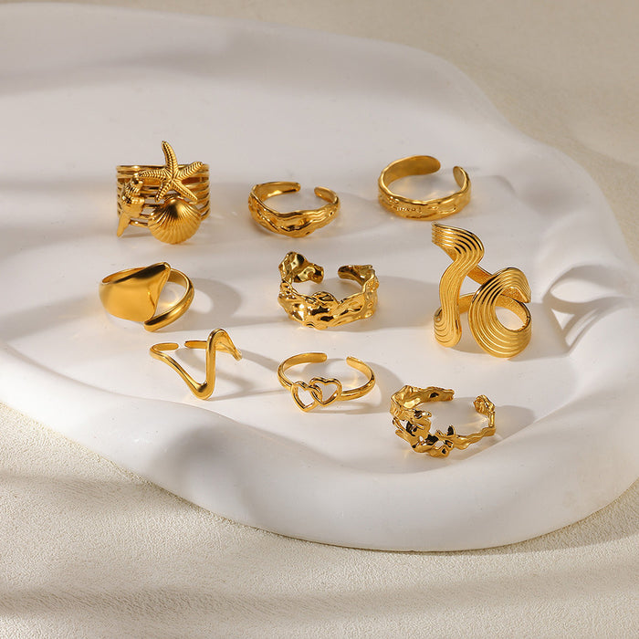 Wholesale Fashionable and personalized design, snake shaped irregular curve, geometric arc, non fading opening ring