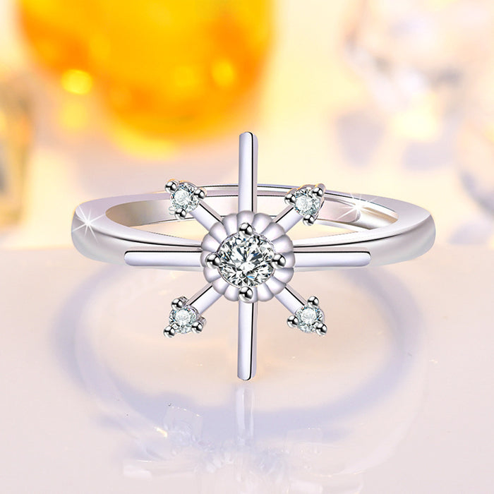 Wholesale Cross ring, niche, light luxury design, adjustable diamond ring, women's accessory