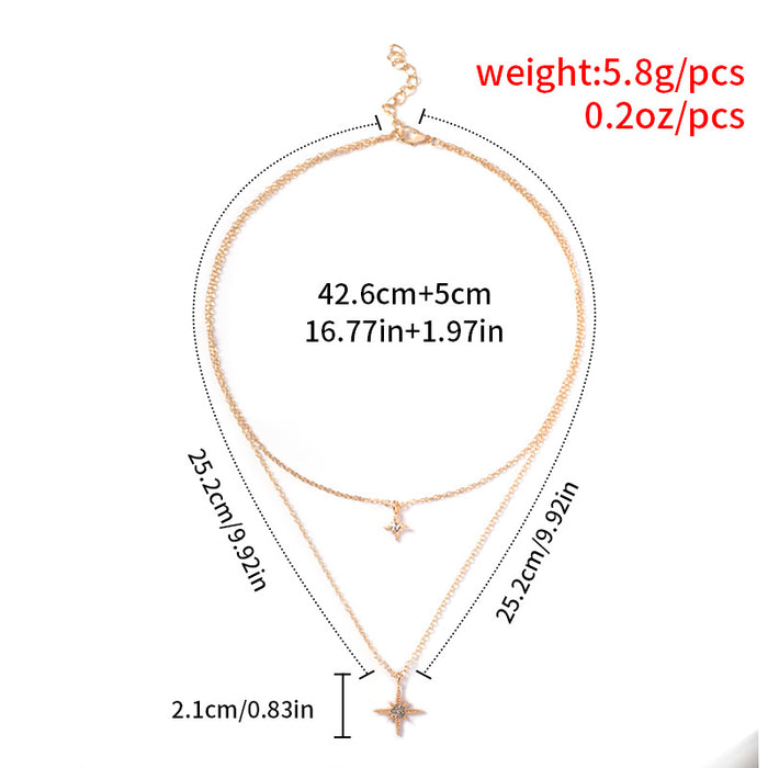 Wholesale Personalized Double layered Crystal Pendant Necklace Fashion Necklace