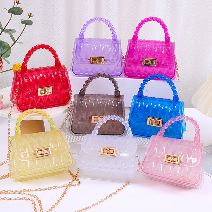 Wholesale crossbody mini mouth red envelope transparent chain Diamond jelly bag portable